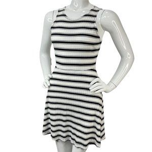 Volcom Dress Womens Sz S Black White Striped Knit Fit & Flare Keyhole Nwot $49